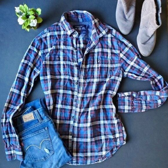 💍American Eagle Plaid Button Down Shirt - Picture 1 of 8